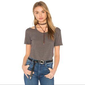 Revolve LNA Bolero Tee T-shirt Top Cut out Short Sleeve Cotton blend Carbon XS